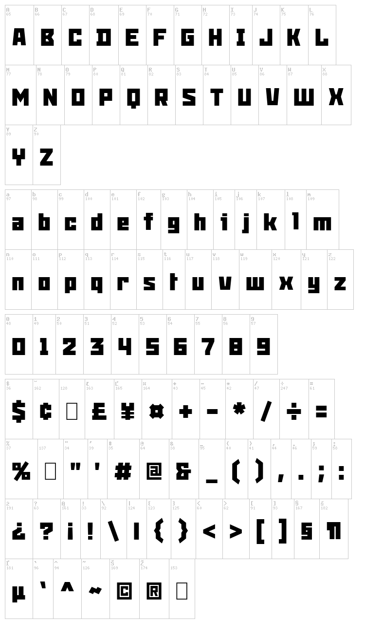 Snowstorm font map